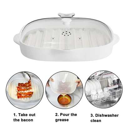 Efisiensi tinggi non stick microwave bacon waj